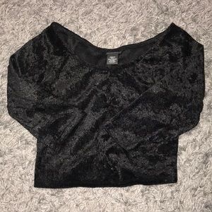 Cropped Black Velvet Top